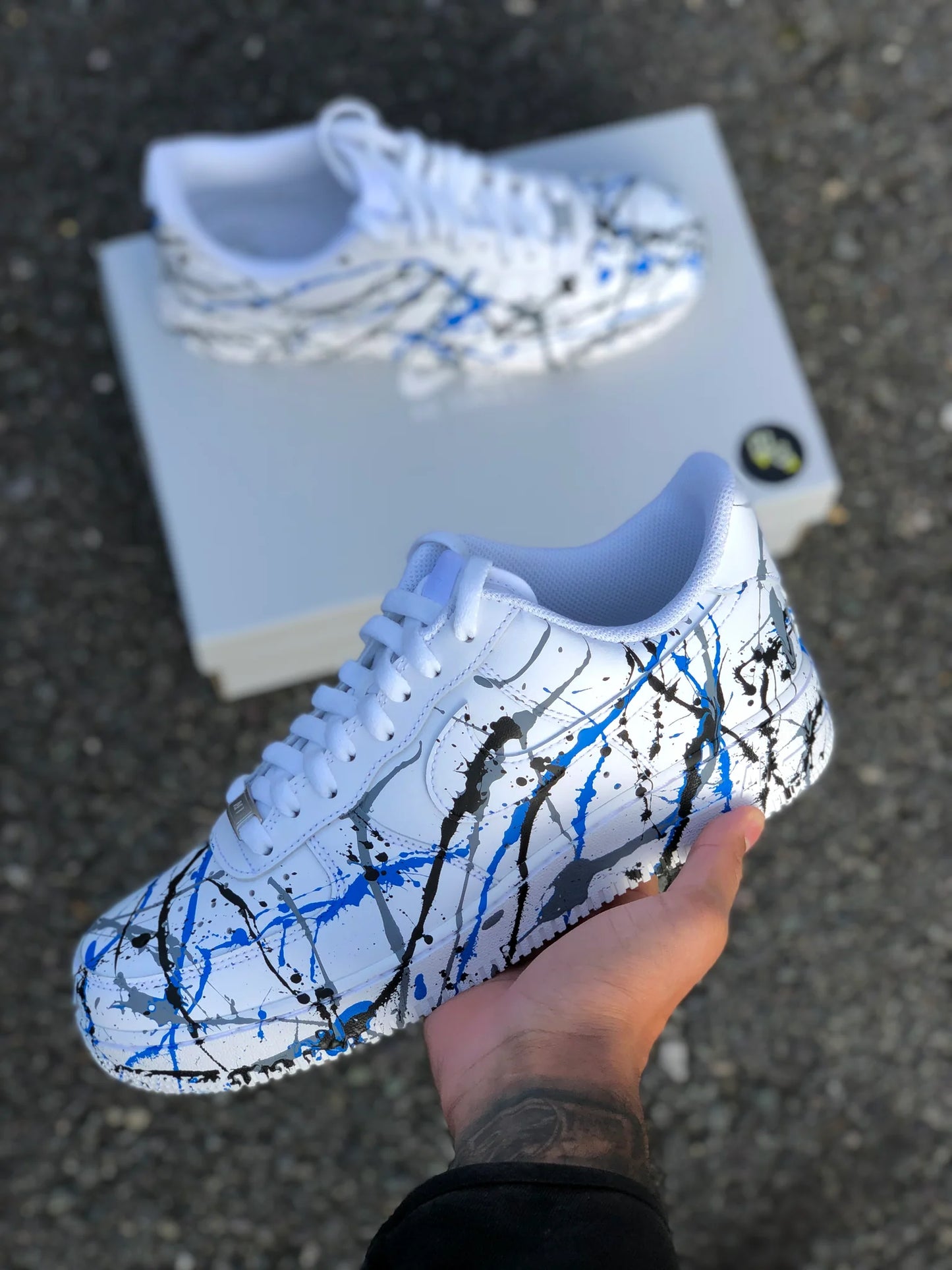 Air Force 1 Black Blue Grey Splatter