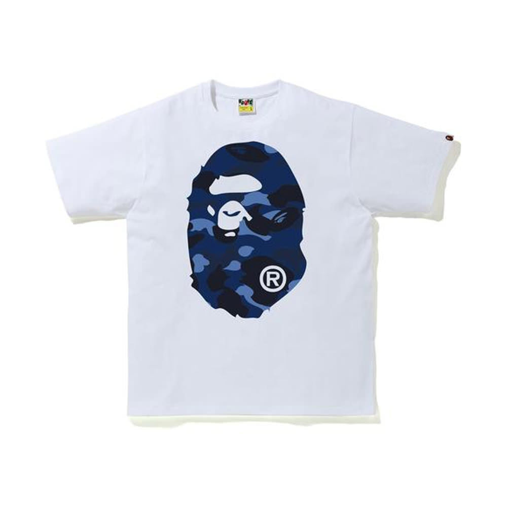 Bape Color Camo Big Ape Head Tee White Blue