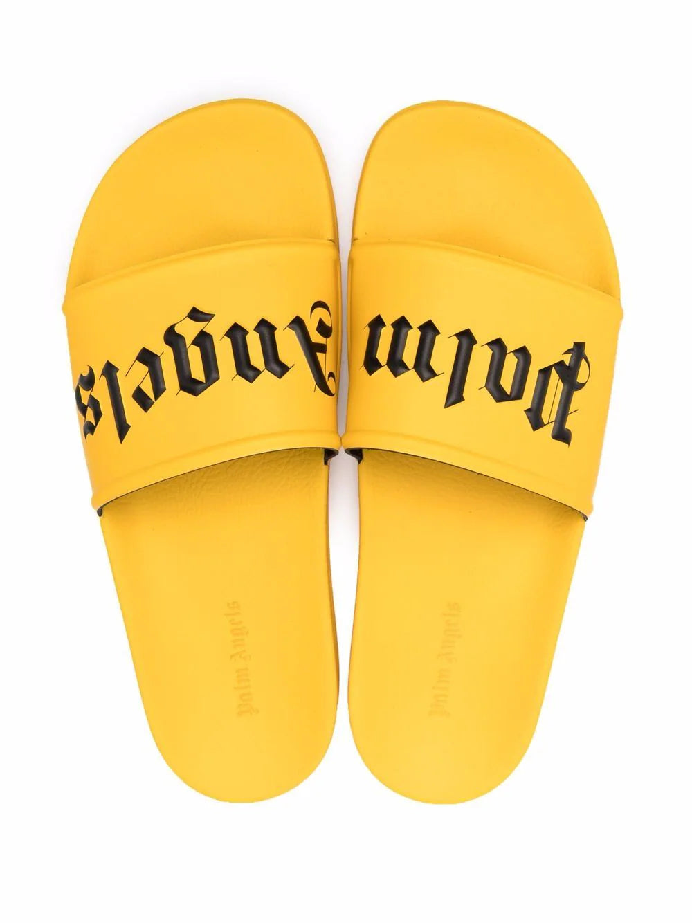 Palm Angels Logo Pool Slides Yellow Black