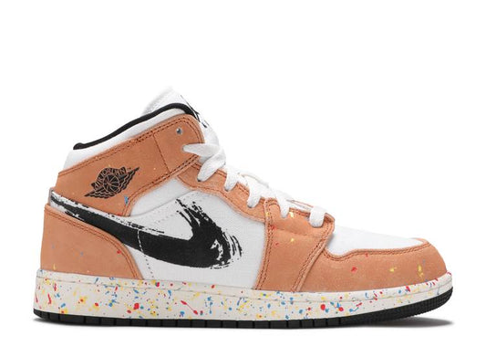 Air Jordan 1 Mid SE Brushstroke Paint Splatter (GS)