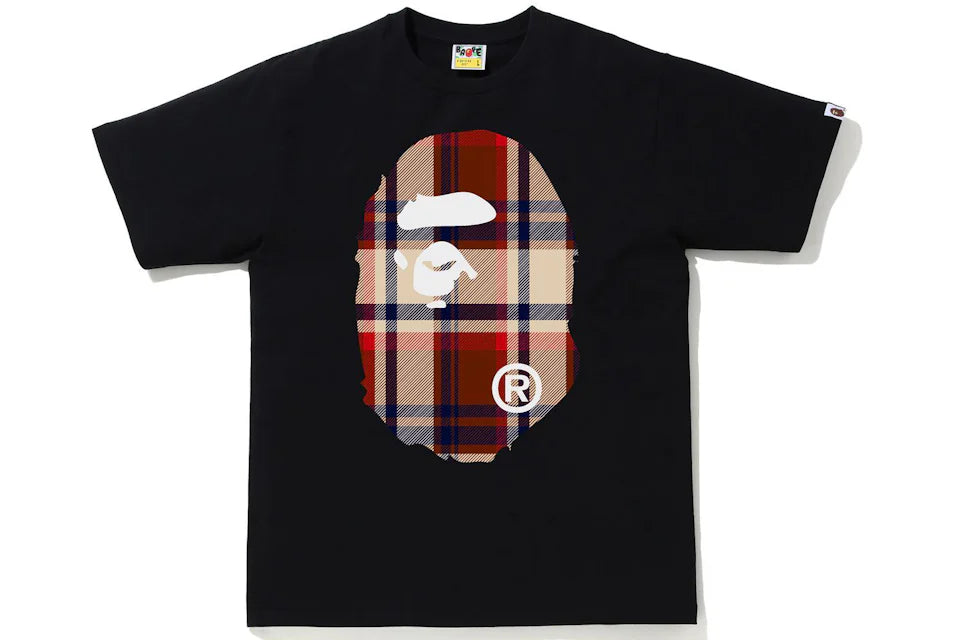 Bape Check Big Head Burberry Black Tee