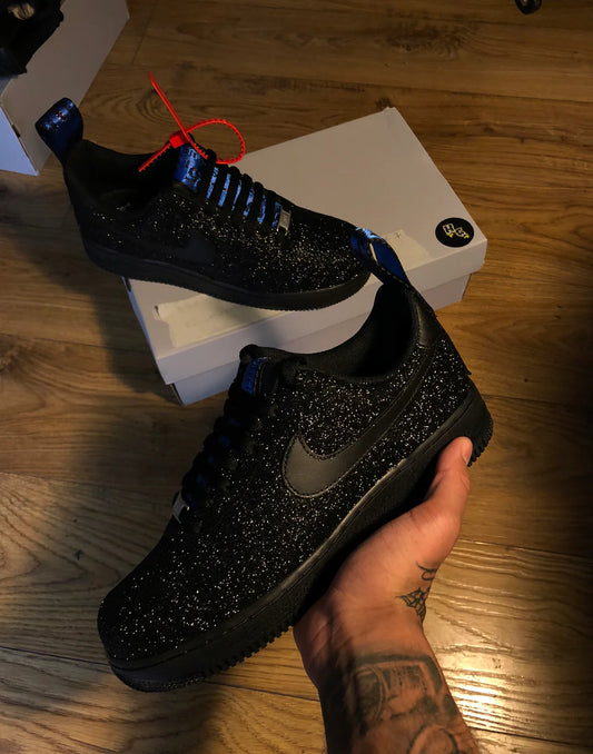 Air Force 1 Black Glitter Blue Tags