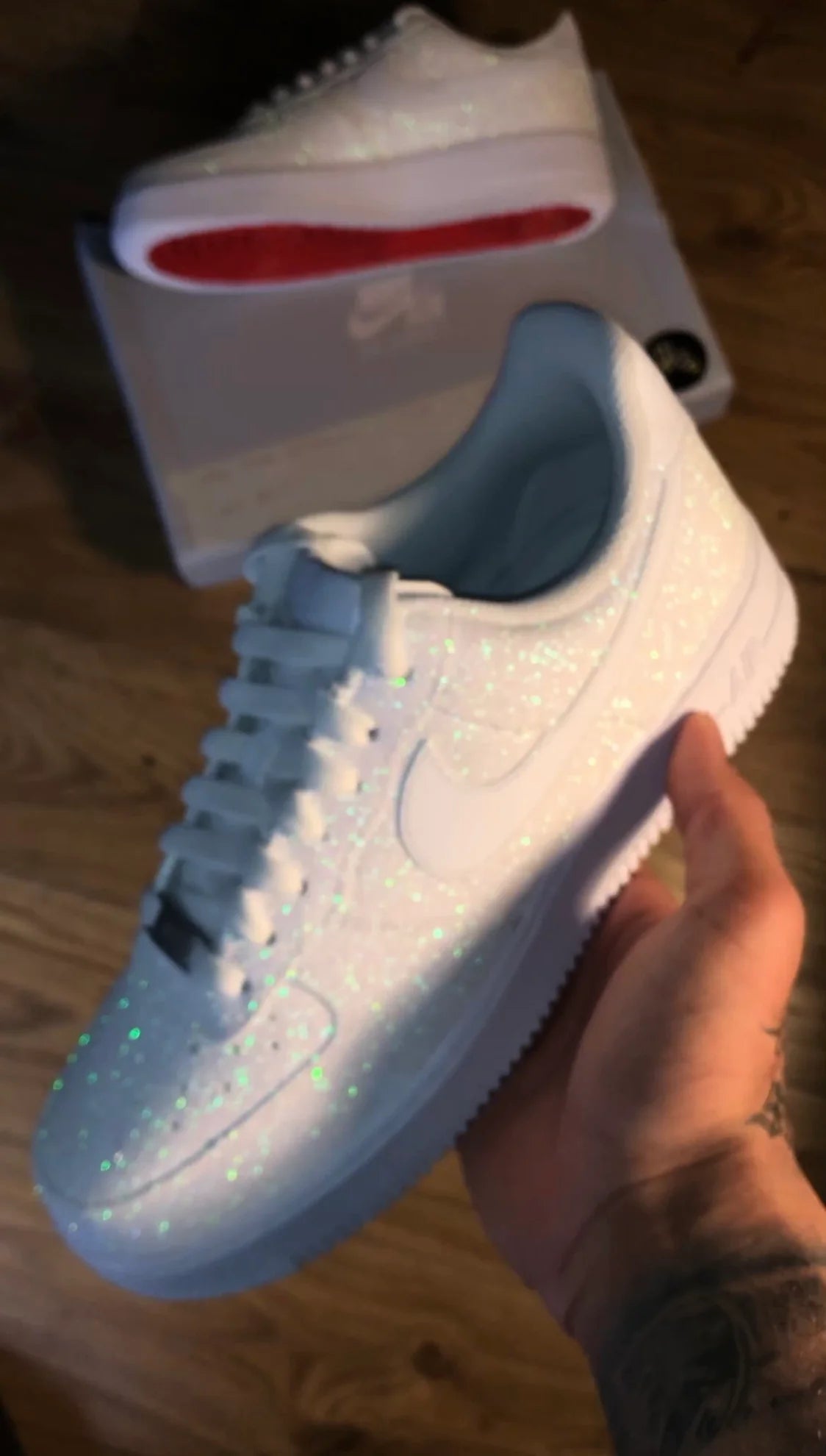 Air Force 1 Low White Glitter W/ Red Bottom