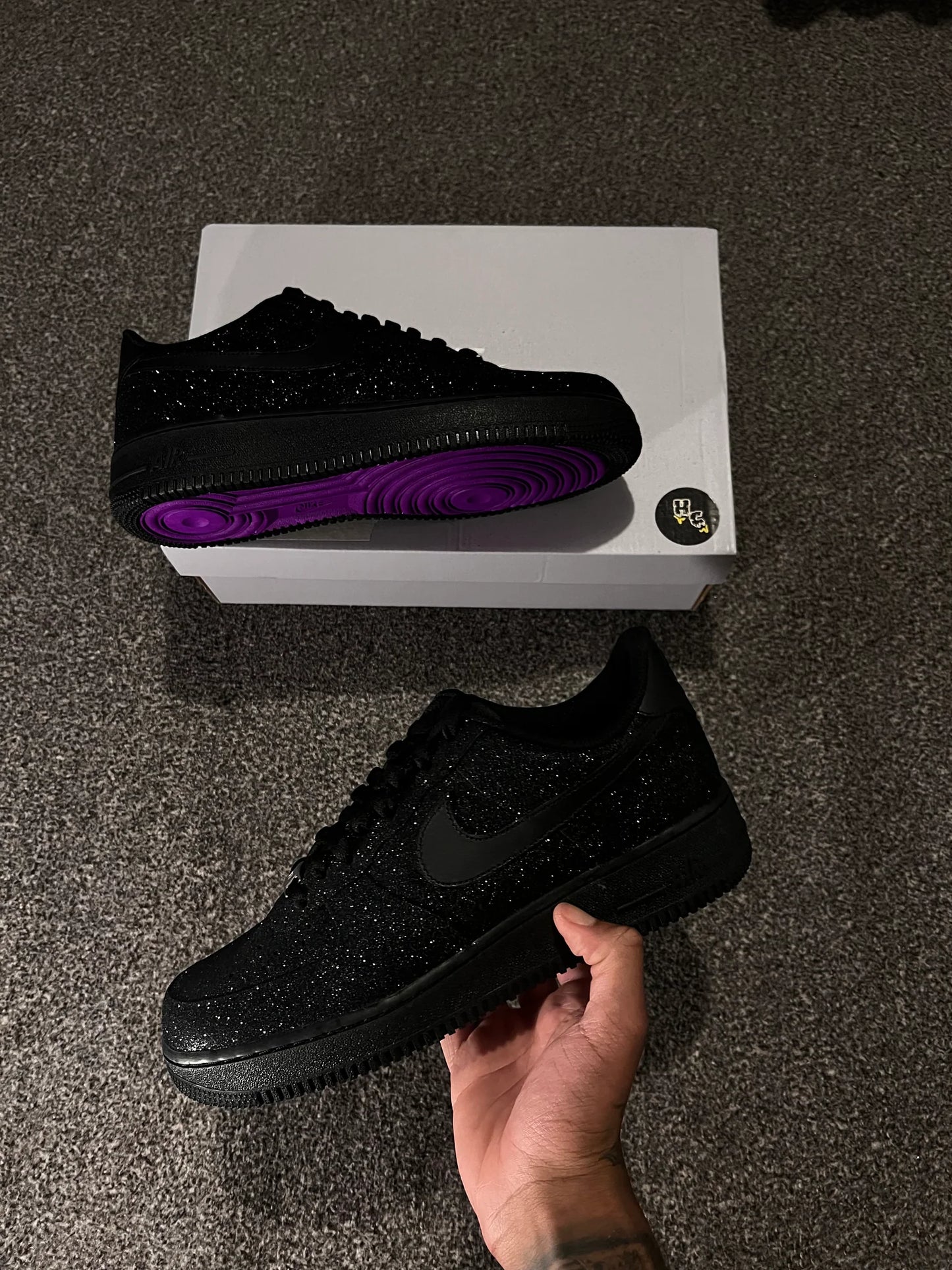 Air Force 1 Black Glitter Purple Sole