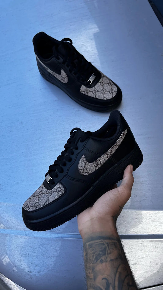 Air Force 1 Black Gucci Print Tan