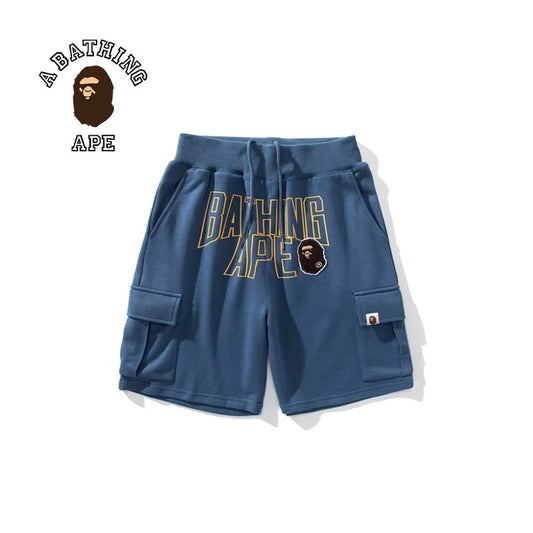 Bape Head Embroidered Patch Shorts Blue