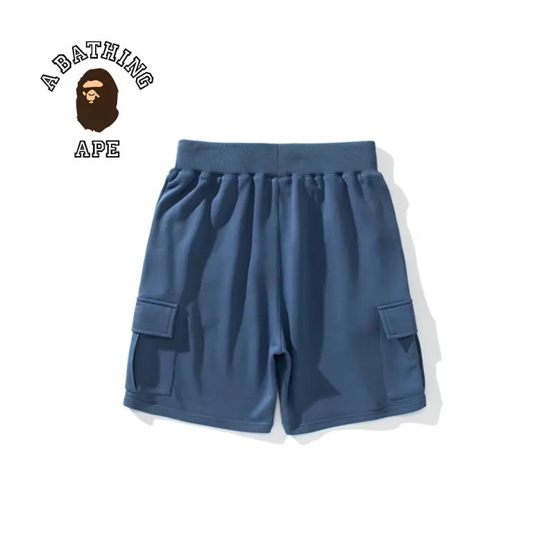 Bape Head Embroidered Patch Shorts Blue