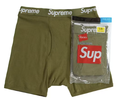 Supreme Hanes Boxer Briefs Olive (2 Pack)