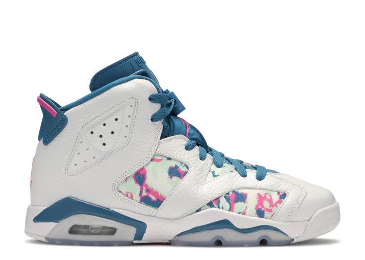 Air Jordan 6 Retro White Laser Fuchsia Green Abyss (GS)