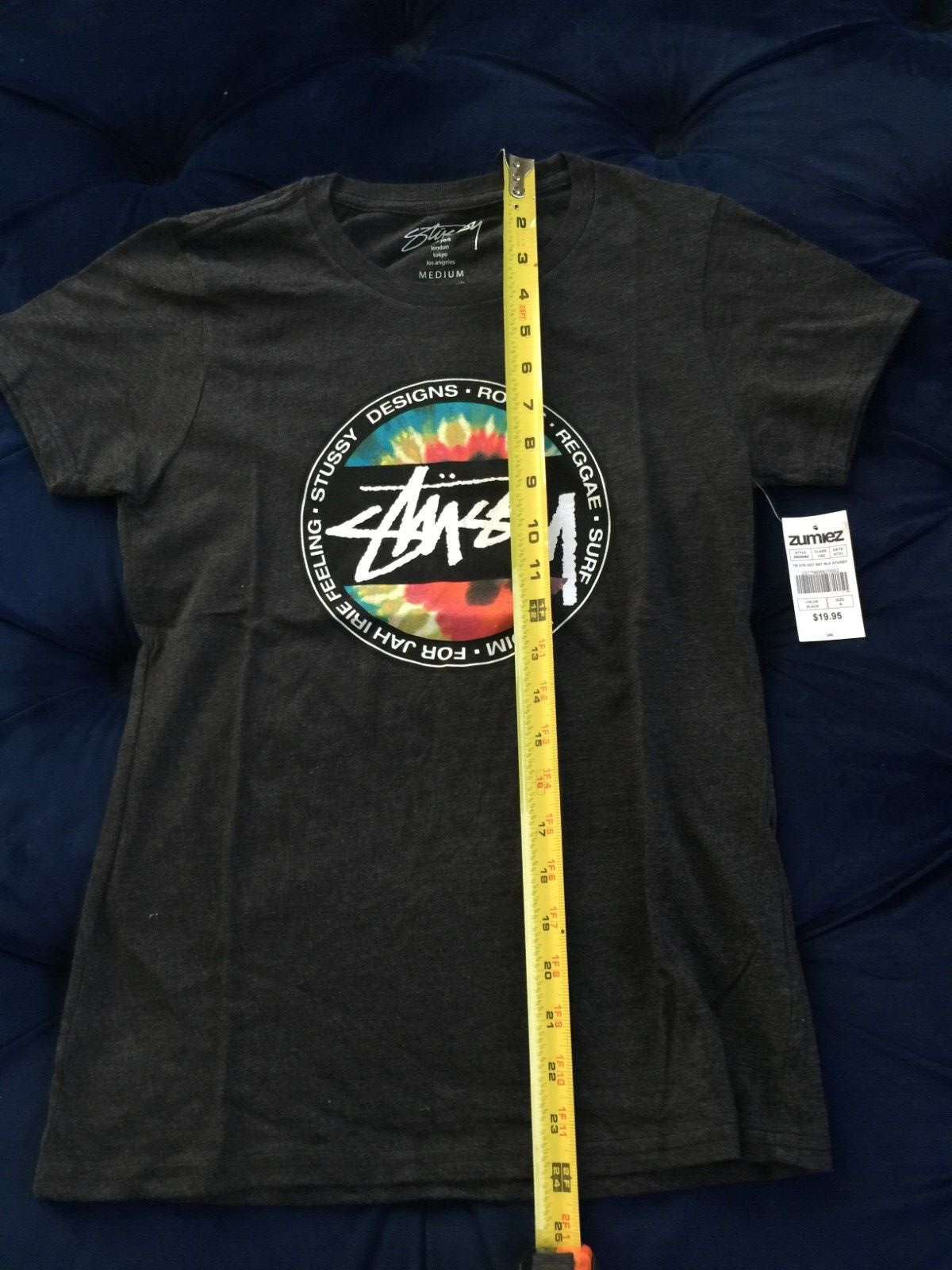 Stussy Design Roots Reggae Tie-Dye Girls Black Shirt