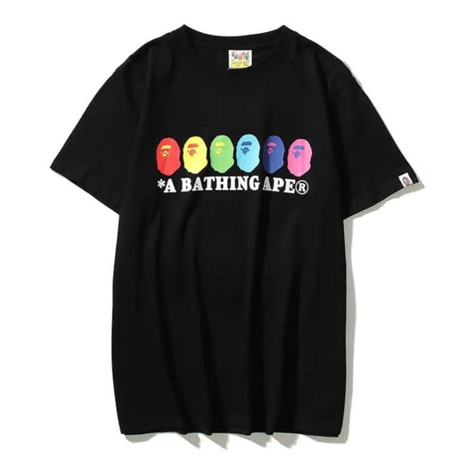 Bape A Bathing Ape Multi-Color Mini Heads Black Tee