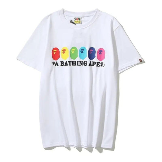 Bape A Bathing Ape Multi-Color Mini Heads White Tee