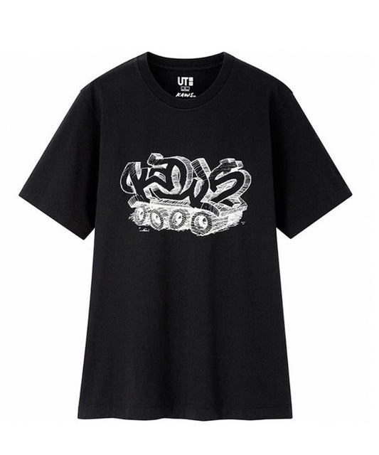 KAWS x Uniqlo Graffiti Tank Black Spell Out Tee Black