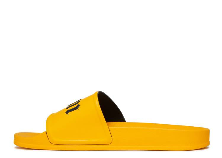 Palm Angels Logo Pool Slides Yellow Black